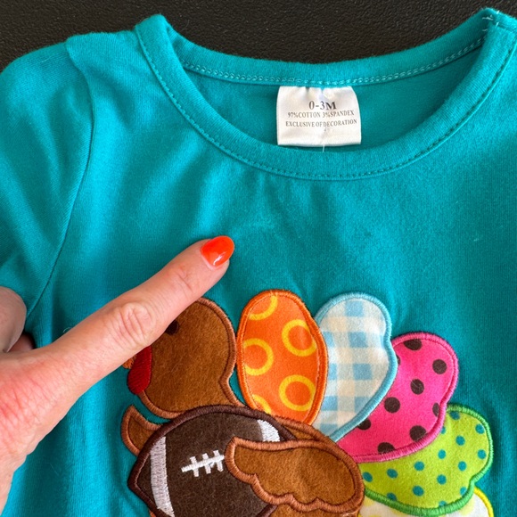 Thanksgiving Football Turkey Jumpsuit 0-3M - Picture 4 of 4